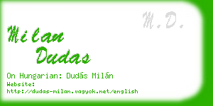 milan dudas business card