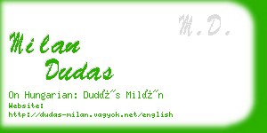 milan dudas business card